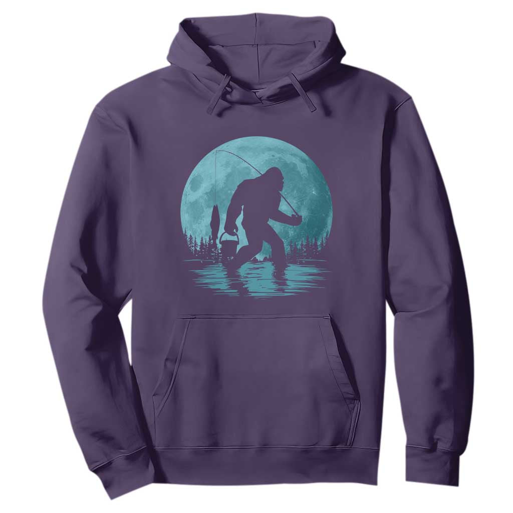 Funny Bigfoot Fishing Night Stroll Full Moon Hoodie TS11 Purple Print Your Wear