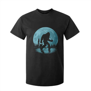 Funny Bigfoot Fishing Night Stroll Full Moon T Shirt For Kid - Print Your Wear