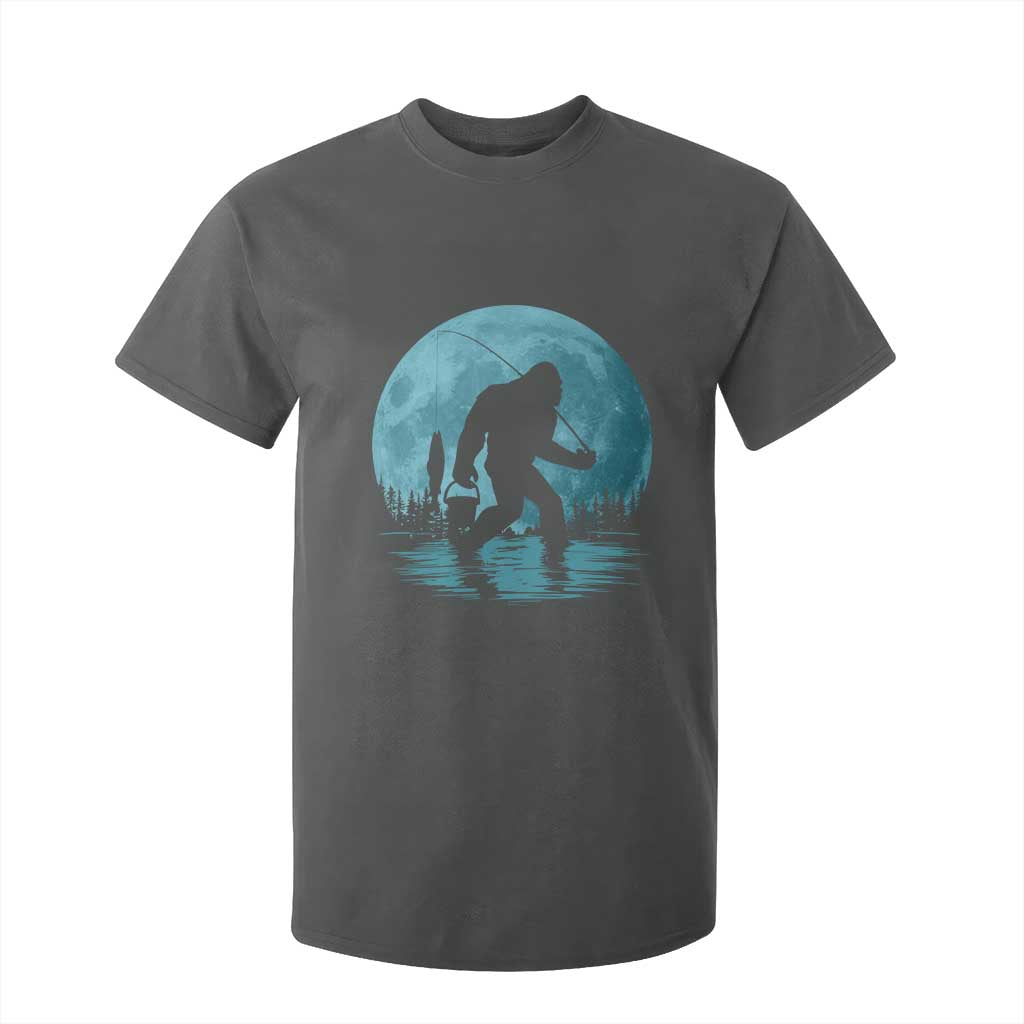 Funny Bigfoot Fishing Night Stroll Full Moon T Shirt For Kid TS11 Dark Heather Print Your Wear