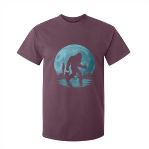 Funny Bigfoot Fishing Night Stroll Full Moon T Shirt For Kid - Print Your Wear