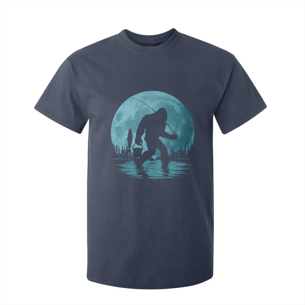Funny Bigfoot Fishing Night Stroll Full Moon T Shirt For Kid TS11 Navy Print Your Wear