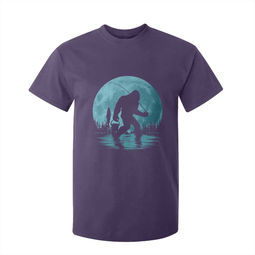 Funny Bigfoot Fishing Night Stroll Full Moon T Shirt For Kid TS11 Purple Print Your Wear