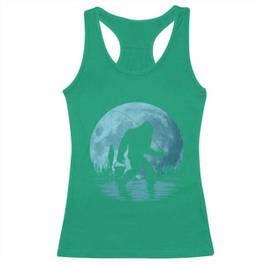 Funny Bigfoot Fishing Night Stroll Full Moon Racerback Tank Top TS11 Irish Green Print Your Wear