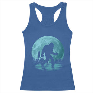 Funny Bigfoot Fishing Night Stroll Full Moon Racerback Tank Top TS11 Royal Blue Print Your Wear