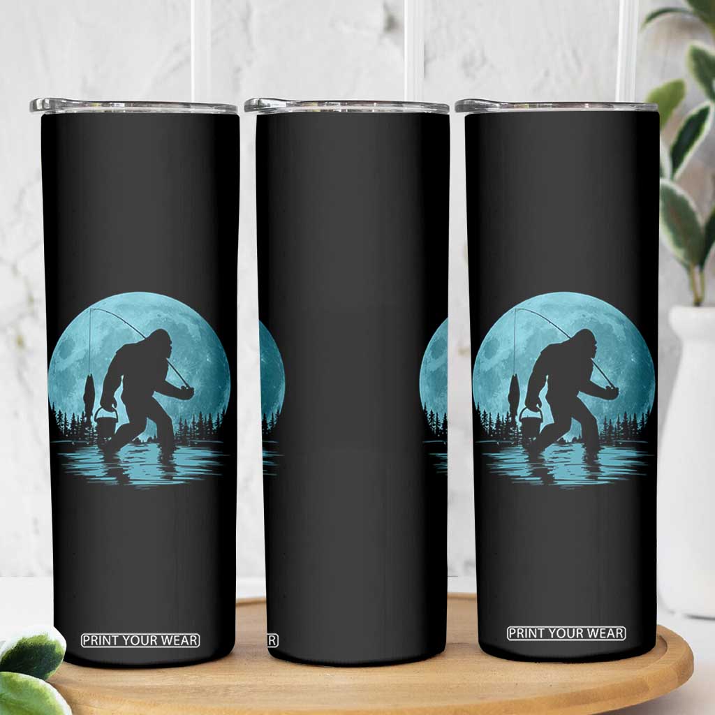 Funny Bigfoot Fishing Night Stroll Full Moon Skinny Tumbler TS11 Print Your Wear