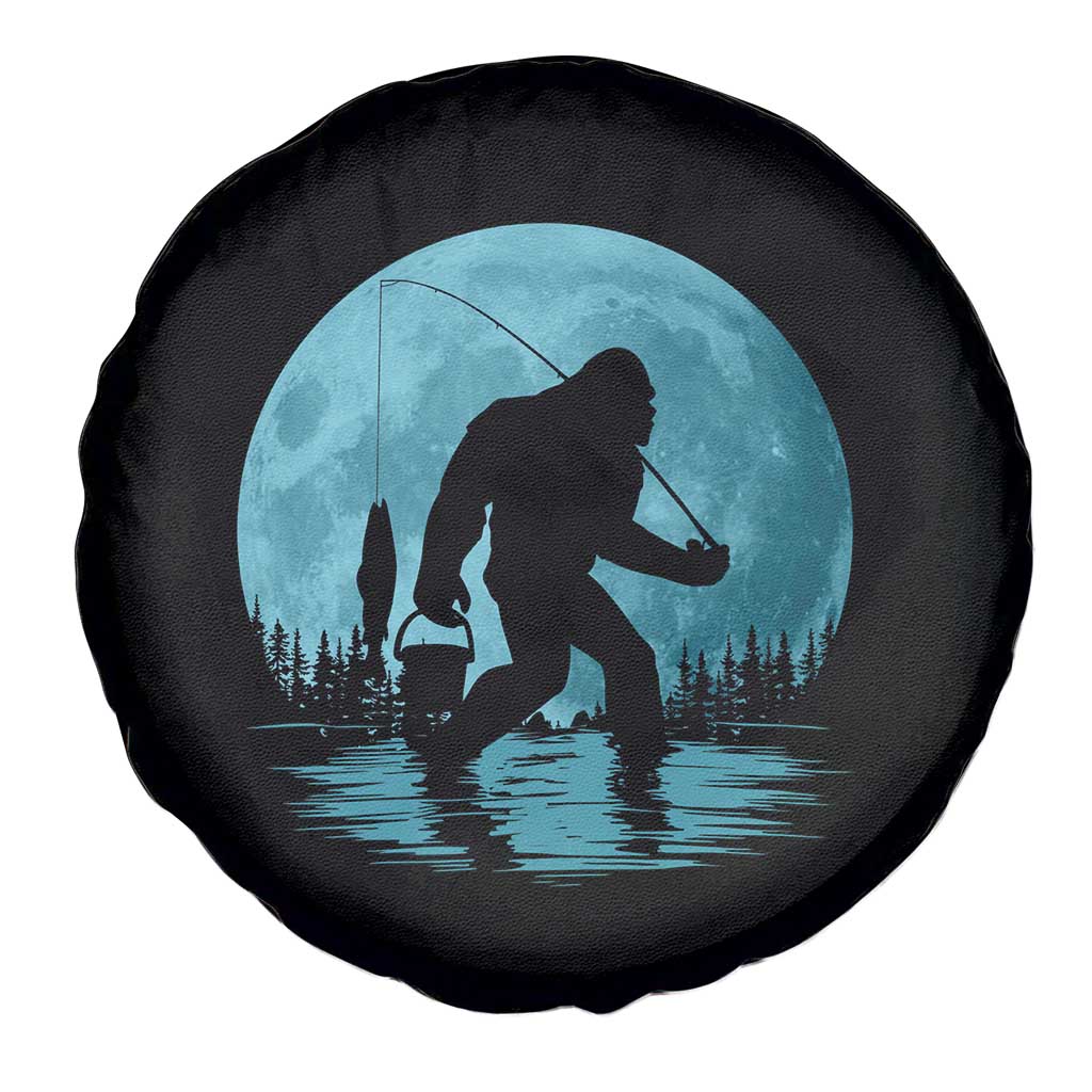 Funny Bigfoot Fishing Night Stroll Full Moon Spare Tire Cover TS11 Print Your Wear