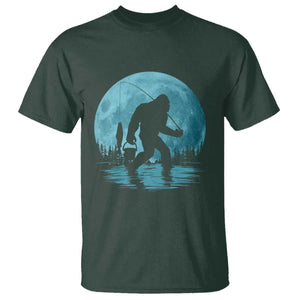 Funny Bigfoot Fishing Night Stroll Full Moon T Shirt - Print Your Wear
