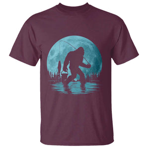 Funny Bigfoot Fishing Night Stroll Full Moon T Shirt - Print Your Wear