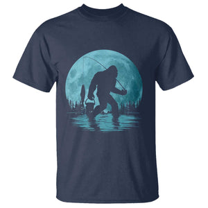 Funny Bigfoot Fishing Night Stroll Full Moon T Shirt - Print Your Wear