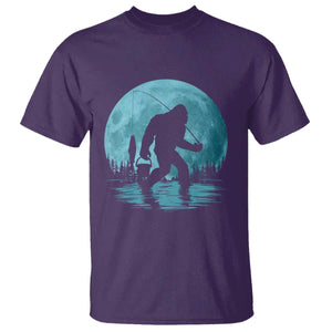 Funny Bigfoot Fishing Night Stroll Full Moon T Shirt - Print Your Wear