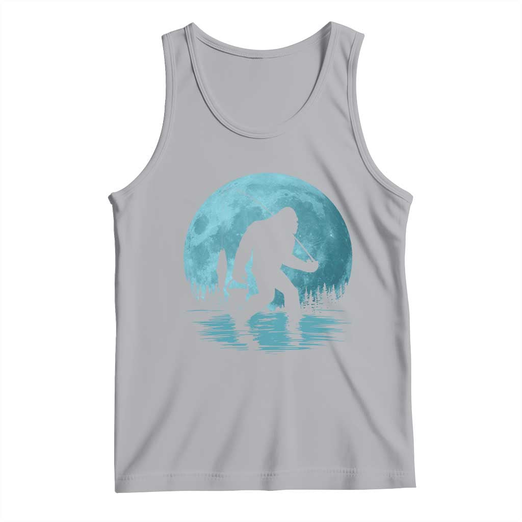Funny Bigfoot Fishing Night Stroll Full Moon Tank Top TS11 Athletic Heather Print Your Wear