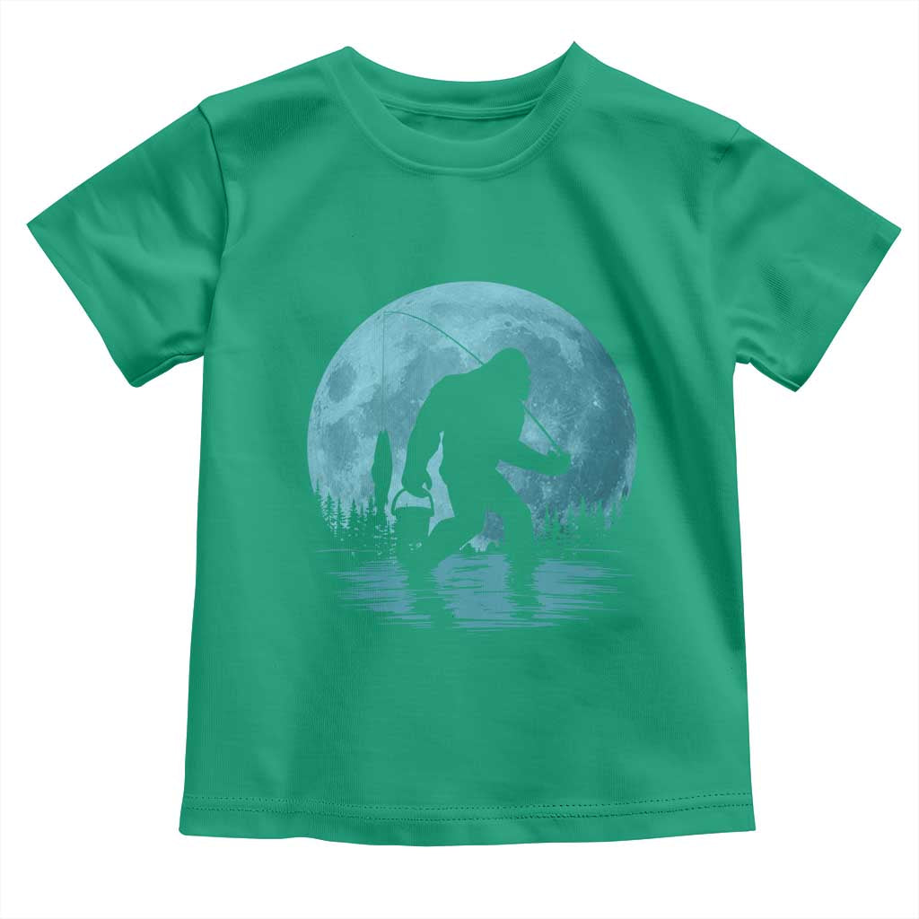 Funny Bigfoot Fishing Night Stroll Full Moon Toddler T Shirt TS11 Irish Green Print Your Wear