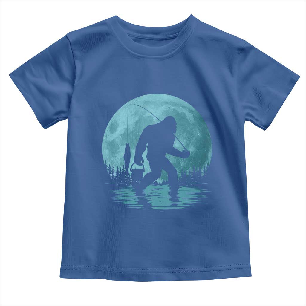 Funny Bigfoot Fishing Night Stroll Full Moon Toddler T Shirt TS11 Royal Blue Print Your Wear