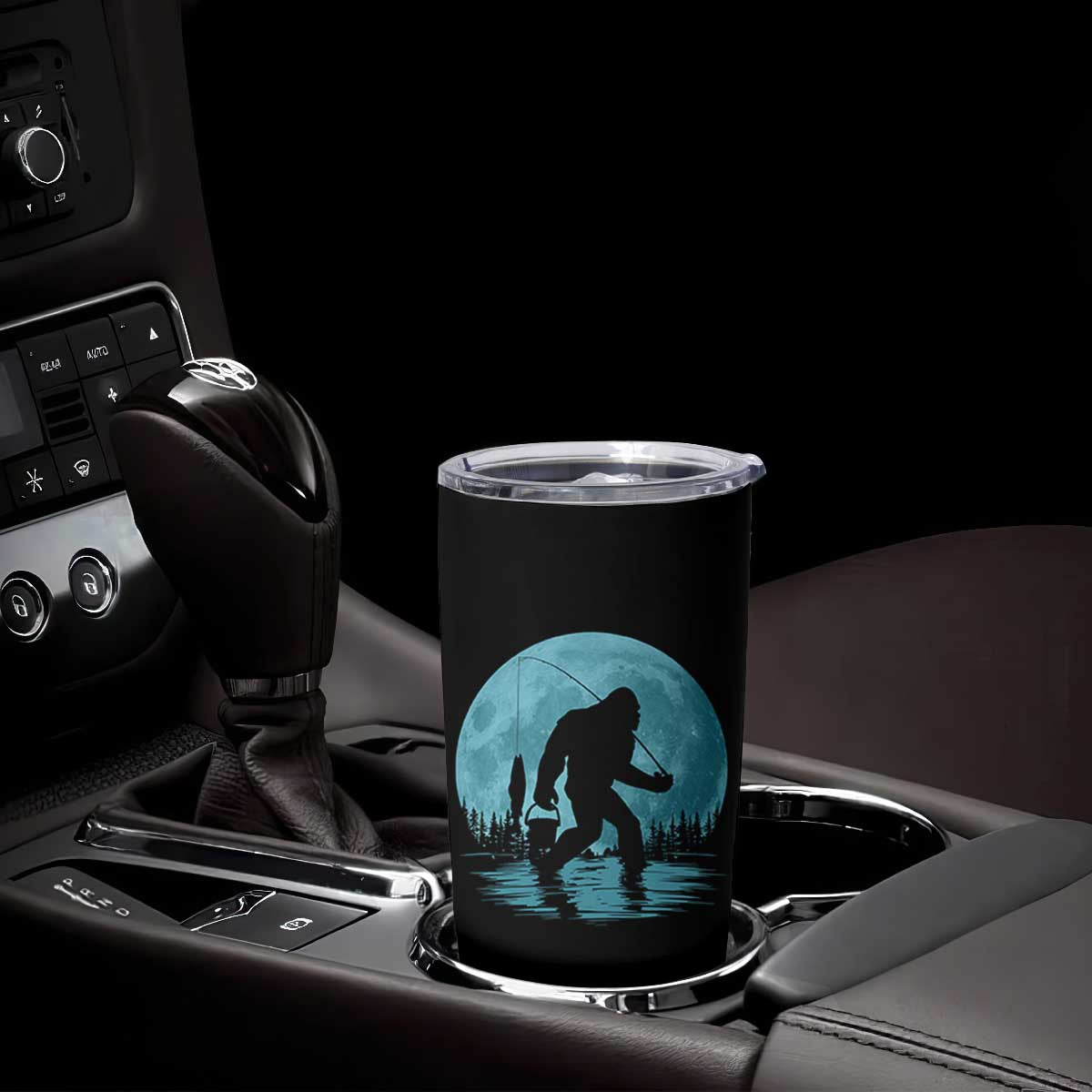 Funny Bigfoot Fishing Night Stroll Full Moon Tumbler Cup TS11 Print Your Wear