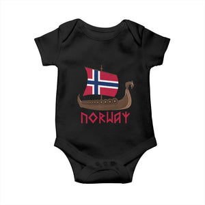 Boat Norwegian Flag Norway Viking Ship Norway Baby Onesie TS11 Black Print Your Wear