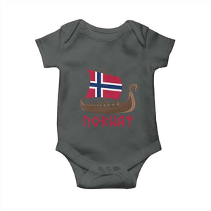 Boat Norwegian Flag Norway Viking Ship Norway Baby Onesie TS11 Dark Heather Print Your Wear