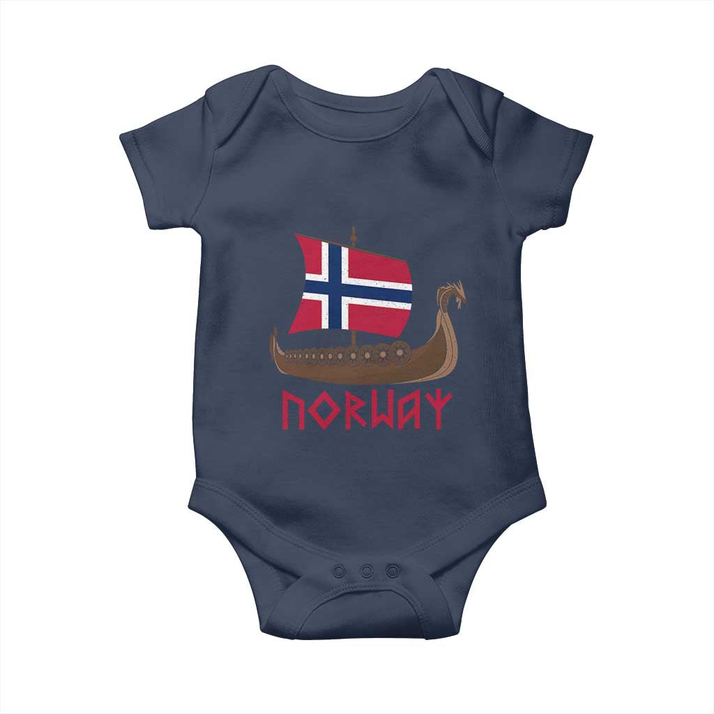 Boat Norwegian Flag Norway Viking Ship Norway Baby Onesie TS11 Navy Print Your Wear