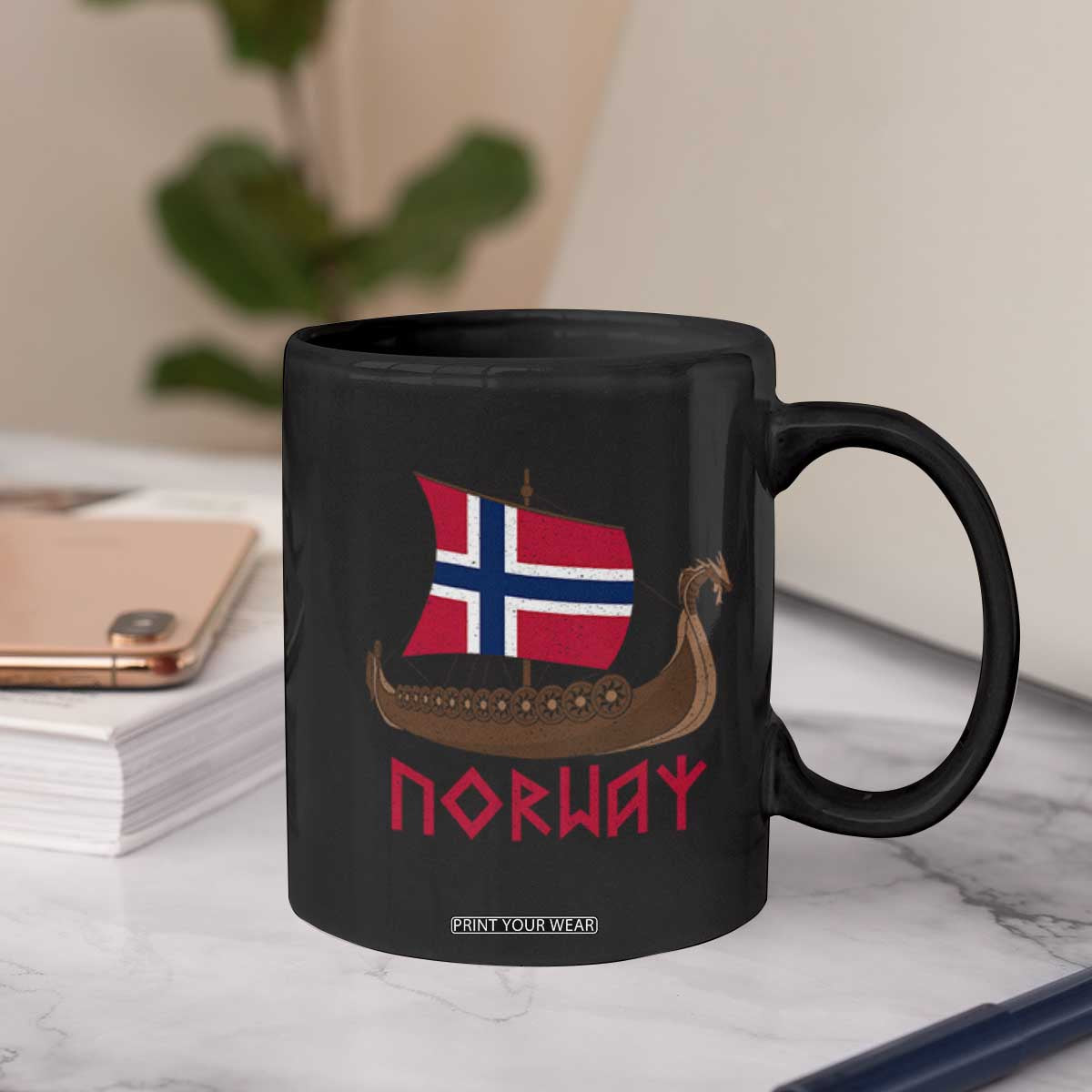 Boat Norwegian Flag Norway Viking Ship Norway Coffee Mug TS11 Print Your Wear