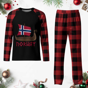 Boat Norwegian Flag Norway Viking Ship Norway Plaid Pajama Set TS11 Buffalo Plaid Print Your Wear