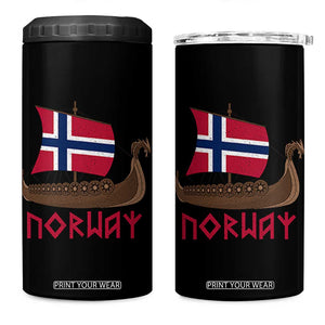 Boat Norwegian Flag Norway Viking Ship Norway 4 in 1 Can Cooler Tumbler TS11 One Size: 16 oz Black Print Your Wear