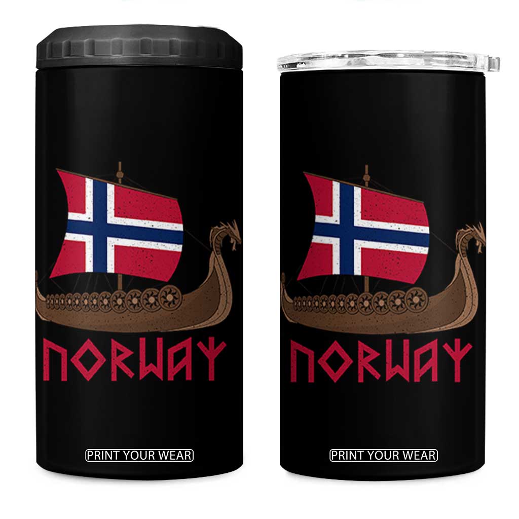 Boat Norwegian Flag Norway Viking Ship Norway 4 in 1 Can Cooler Tumbler TS11 One Size: 16 oz Black Print Your Wear
