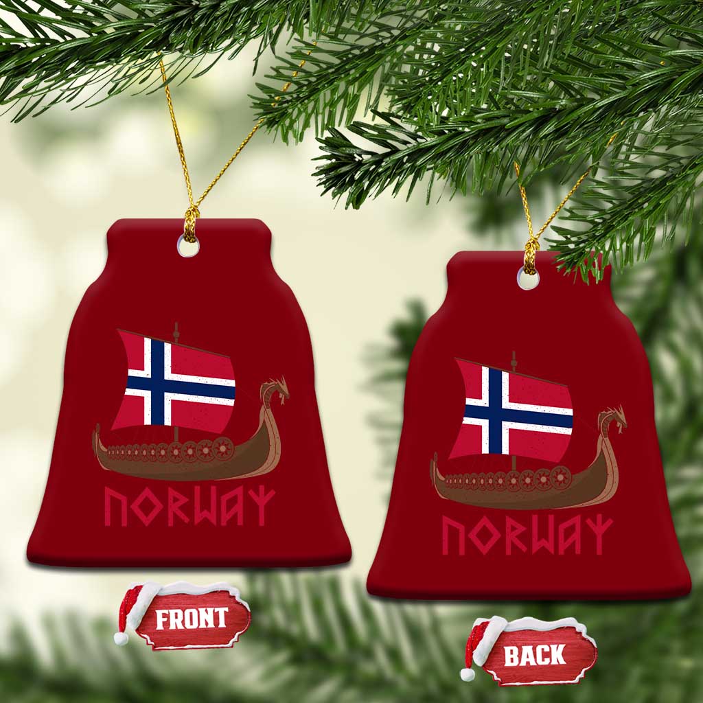 Boat Norwegian Flag Norway Viking Ship Norway Ceramic Ornament TS11 Print Your Wear