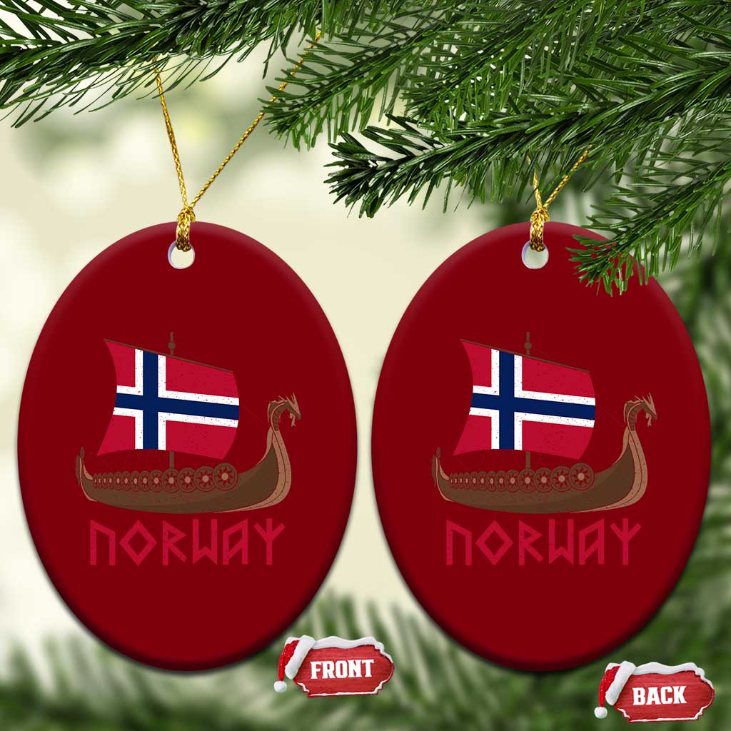 Boat Norwegian Flag Norway Viking Ship Norway Ceramic Ornament TS11 Print Your Wear