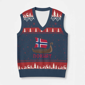 Boat Norwegian Flag Norway Viking Ship Norway V-Neck Knit Sweater Vest TS11 Navy Red Print Your Wear