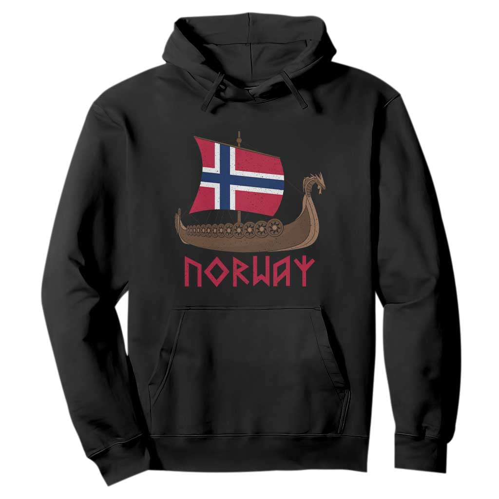 Boat Norwegian Flag Norway Viking Ship Norway Hoodie TS11 Black Print Your Wear