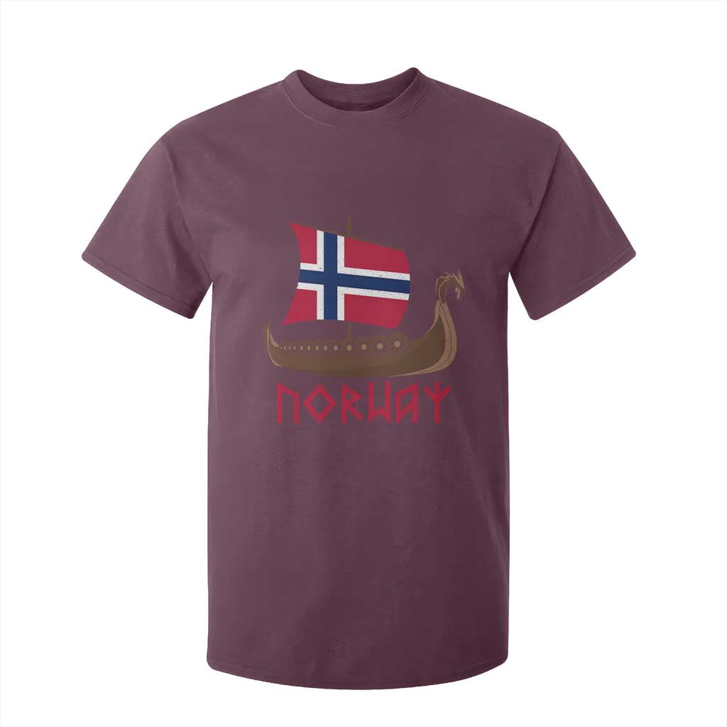 Boat Norwegian Flag Norway Viking Ship Norway T Shirt For Kid TS11 Maroon Print Your Wear