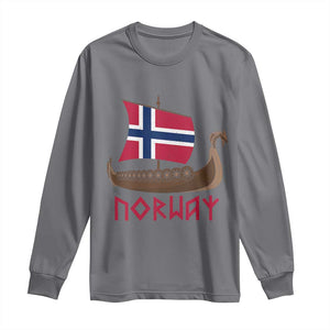 Boat Norwegian Flag Norway Viking Ship Norway Long Sleeve Shirt TS11 Charcoal Print Your Wear