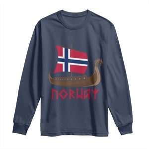Boat Norwegian Flag Norway Viking Ship Norway Long Sleeve Shirt TS11 Navy Print Your Wear