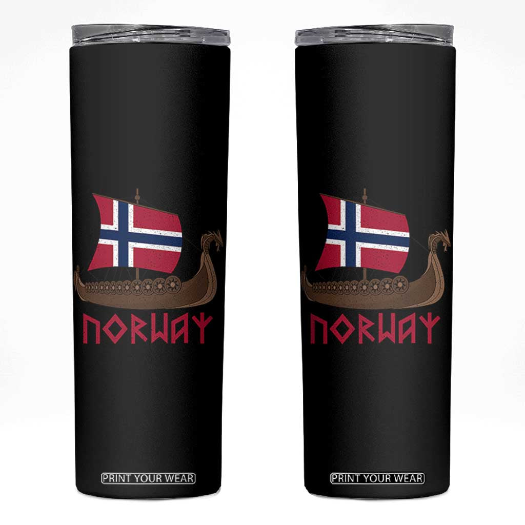 Boat Norwegian Flag Norway Viking Ship Norway Skinny Tumbler TS11 Black Print Your Wear