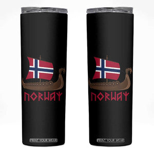 Boat Norwegian Flag Norway Viking Ship Norway Skinny Tumbler TS11 Black Print Your Wear