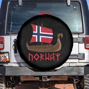 Boat Norwegian Flag Norway Viking Ship Norway Spare Tire Cover TS11 No hole Black Print Your Wear