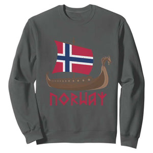 Boat Norwegian Flag Norway Viking Ship Norway Sweatshirt TS11 Dark Heather Print Your Wear