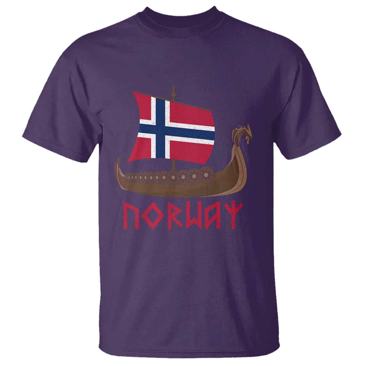 Boat Norwegian Flag Norway Viking Ship Norway T Shirt TS11 Purple Print Your Wear