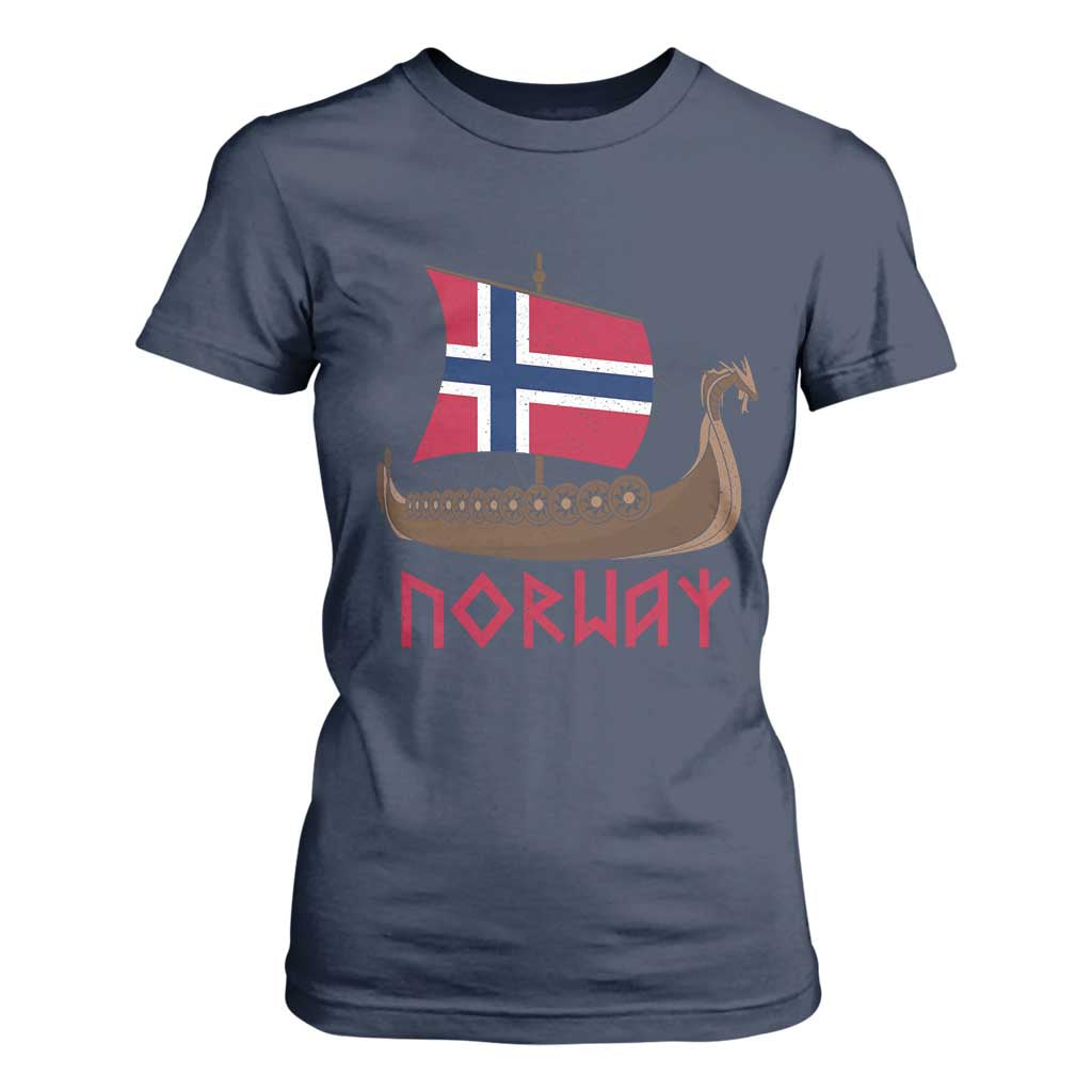 Boat Norwegian Flag Norway Viking Ship Norway T Shirt For Women TS11 Navy Print Your Wear