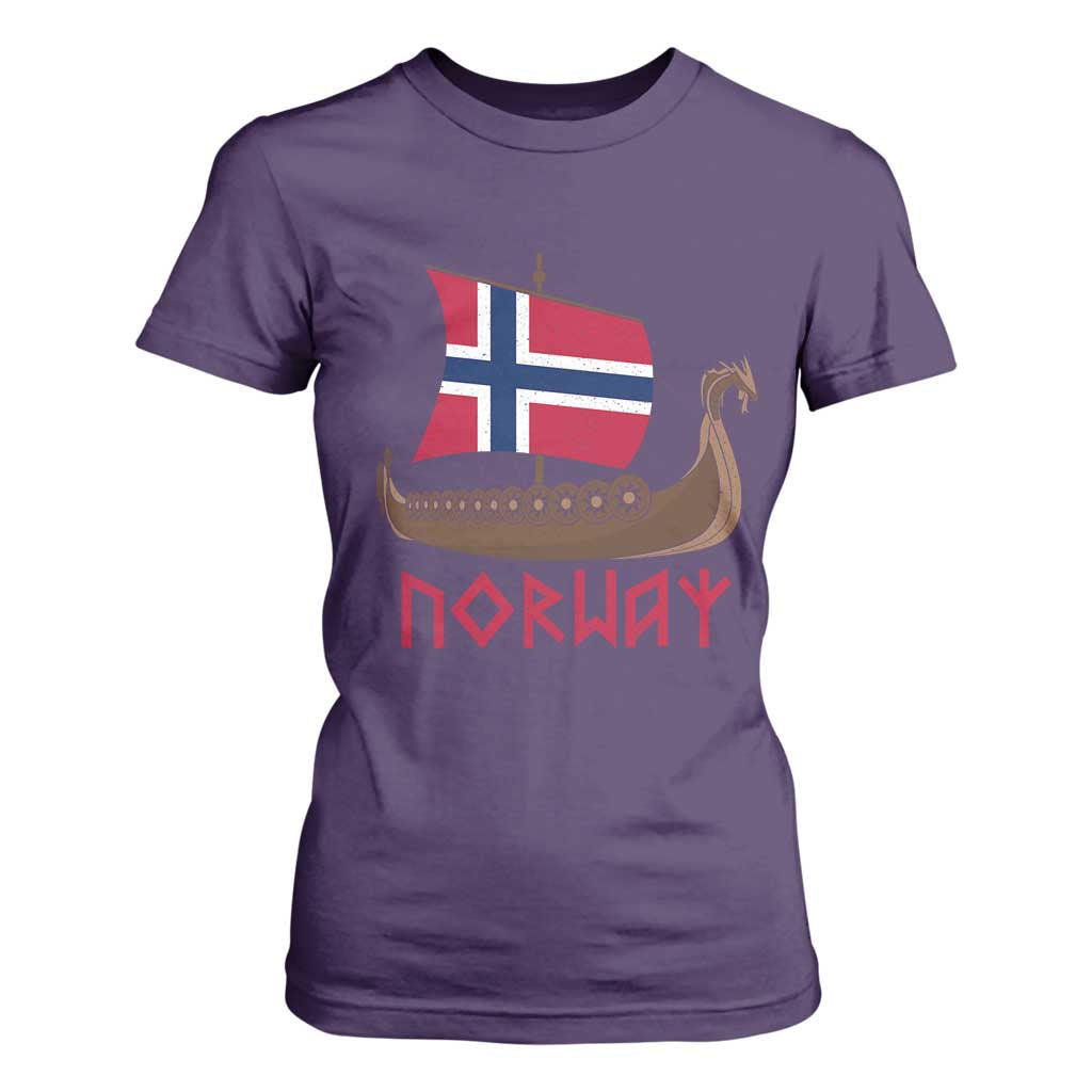 Boat Norwegian Flag Norway Viking Ship Norway T Shirt For Women TS11 Purple Print Your Wear
