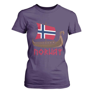 Boat Norwegian Flag Norway Viking Ship Norway T Shirt For Women TS11 Purple Print Your Wear
