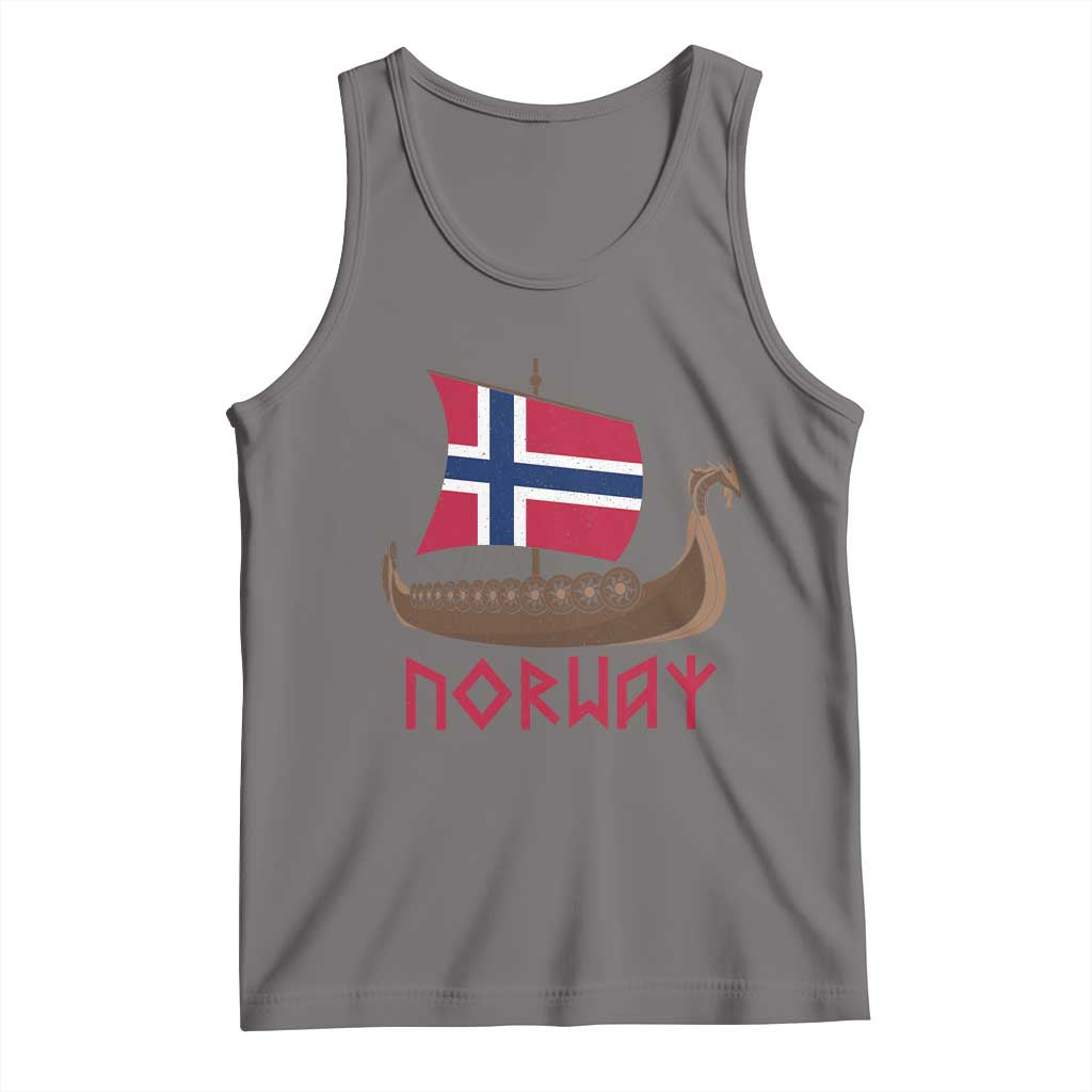 Boat Norwegian Flag Norway Viking Ship Norway Tank Top TS11 Deep Heather Print Your Wear