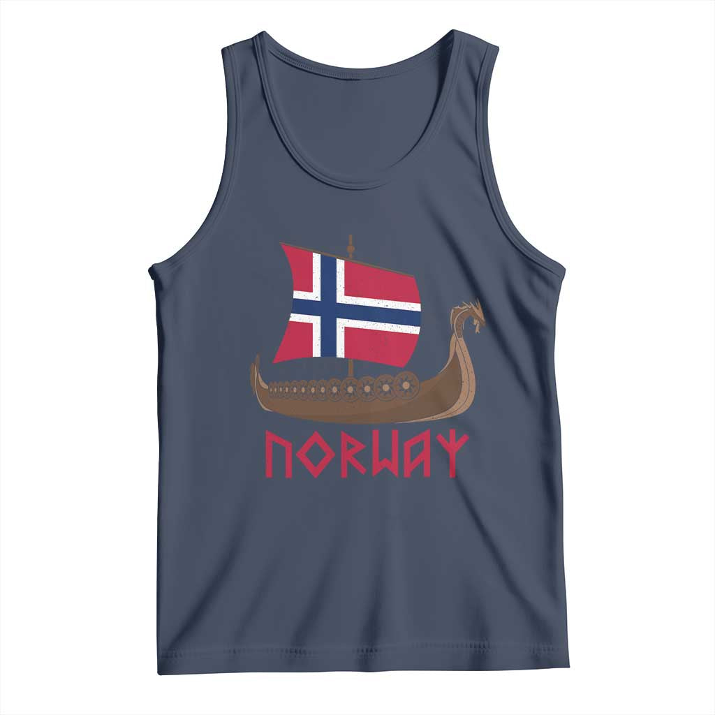 Boat Norwegian Flag Norway Viking Ship Norway Tank Top TS11 Navy Print Your Wear