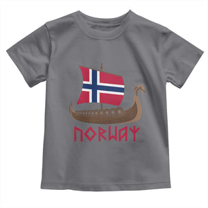 Boat Norwegian Flag Norway Viking Ship Norway Toddler T Shirt TS11 Charcoal Print Your Wear