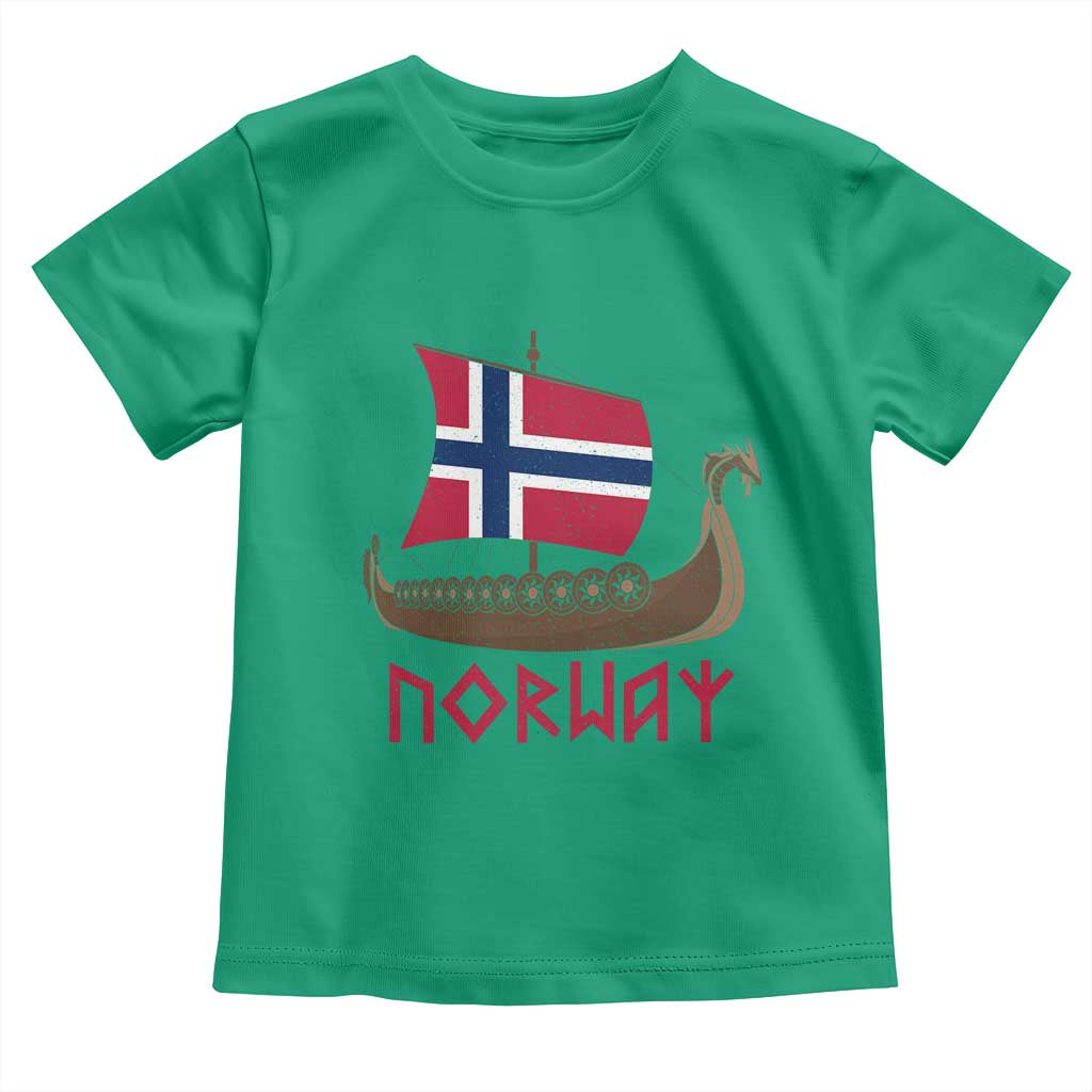 Boat Norwegian Flag Norway Viking Ship Norway Toddler T Shirt TS11 Irish Green Print Your Wear