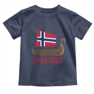 Boat Norwegian Flag Norway Viking Ship Norway Toddler T Shirt TS11 Navy Print Your Wear