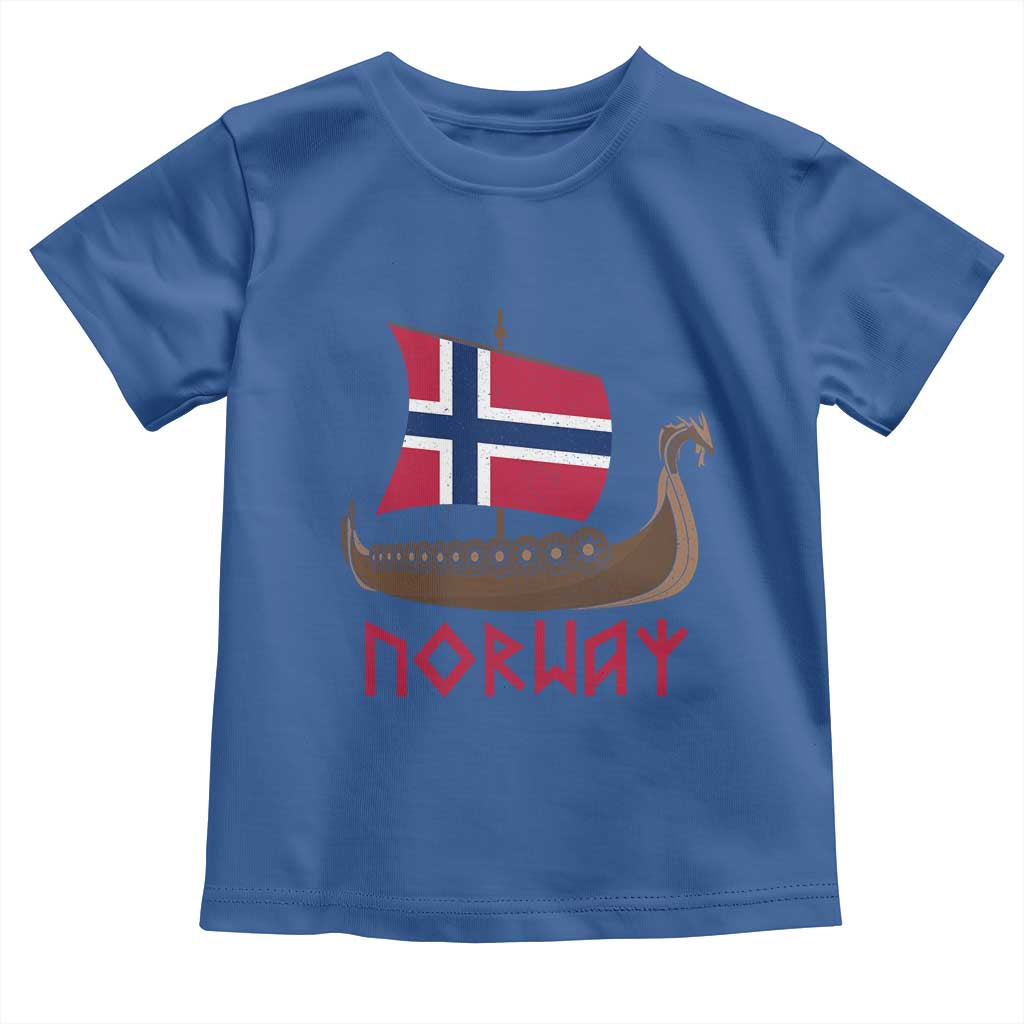 Boat Norwegian Flag Norway Viking Ship Norway Toddler T Shirt TS11 Royal Blue Print Your Wear