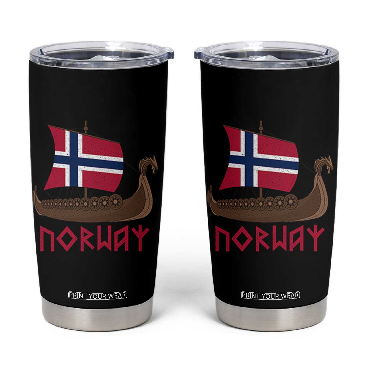 Boat Norwegian Flag Norway Viking Ship Norway Tumbler Cup TS11 Black Print Your Wear