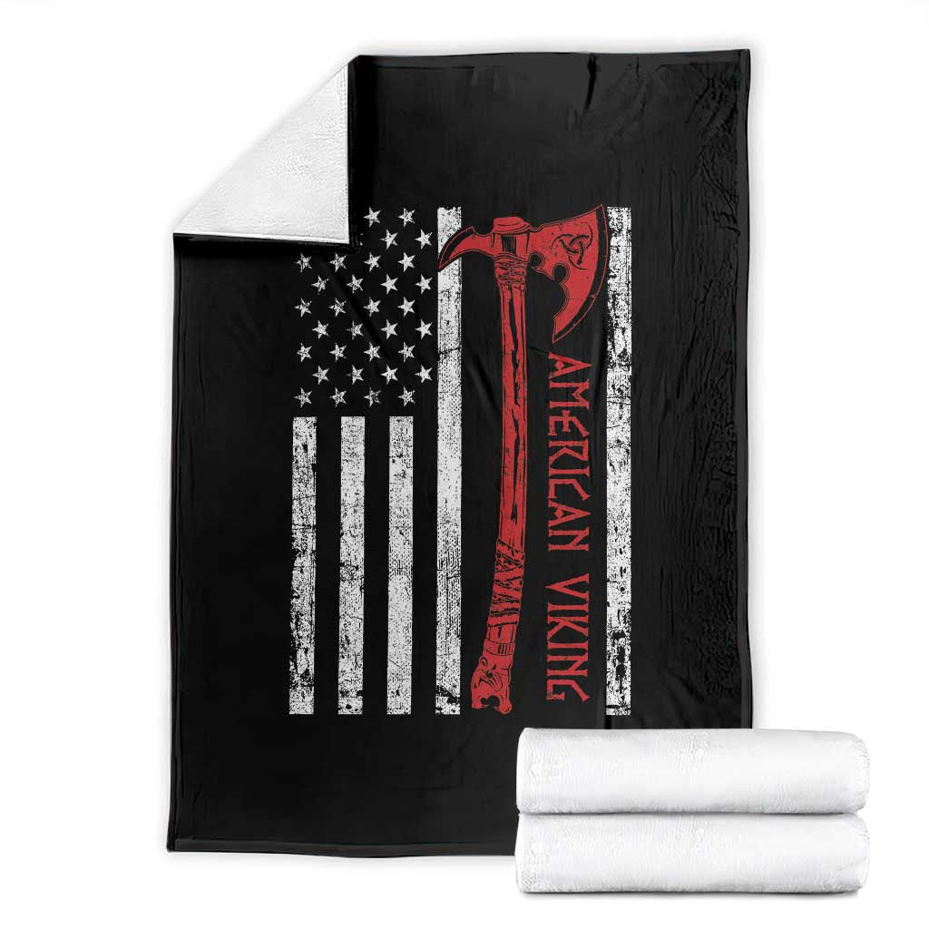 American Viking Throw Blanket Norse Mythology Axe USA Flag TS11 Black Print Your Wear