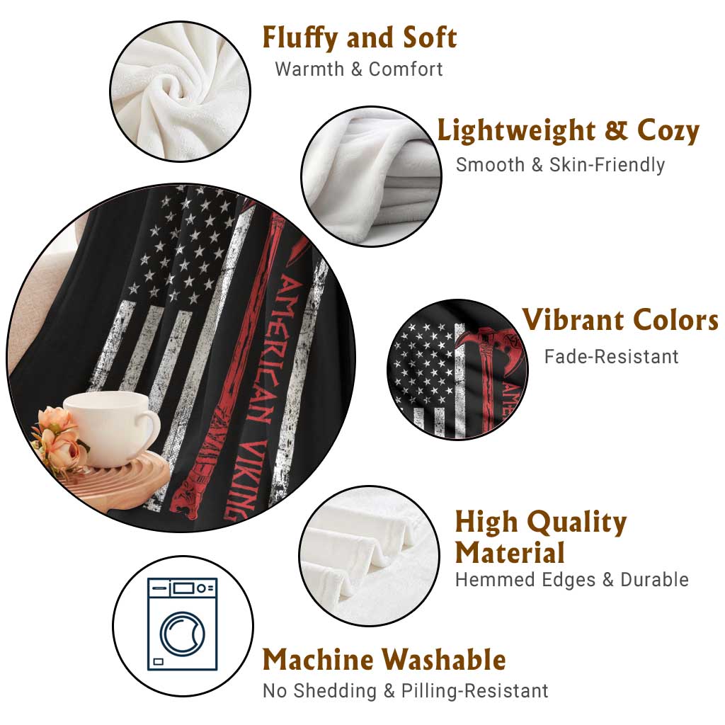 American Viking Throw Blanket Norse Mythology Axe USA Flag TS11 Print Your Wear