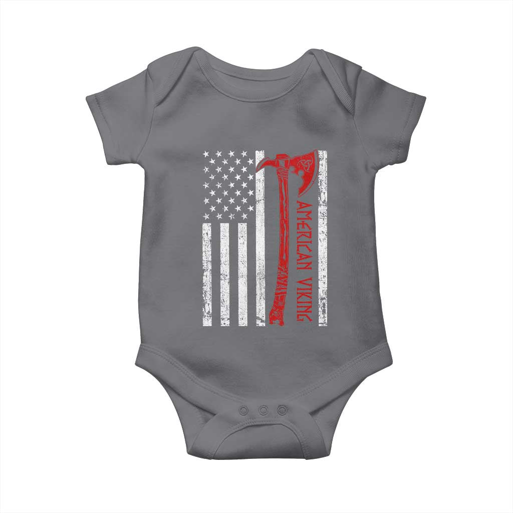 American Viking Baby Onesie Norse Mythology Axe USA Flag TS11 Charcoal Print Your Wear